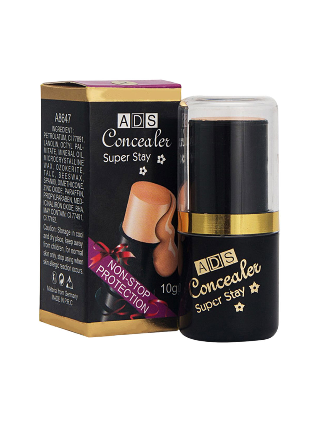 A.D.S Super Stay Non-Stop Protection Full Coverage Concealer With Vitamin E 10g - Shade 01