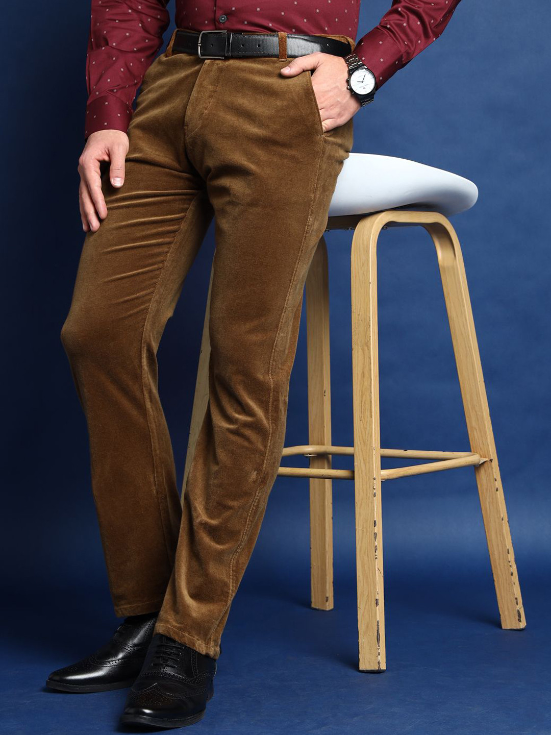 Hancock Men Comfort Slim Fit Easy Wash Velvet Trousers