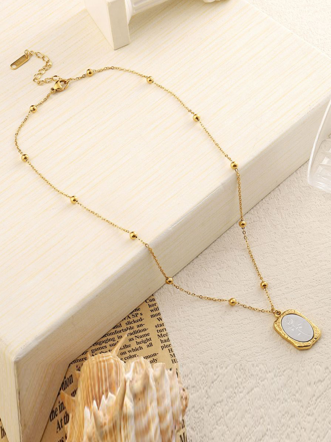 SALTY Mystical Gold Plated Rose Charm Necklace