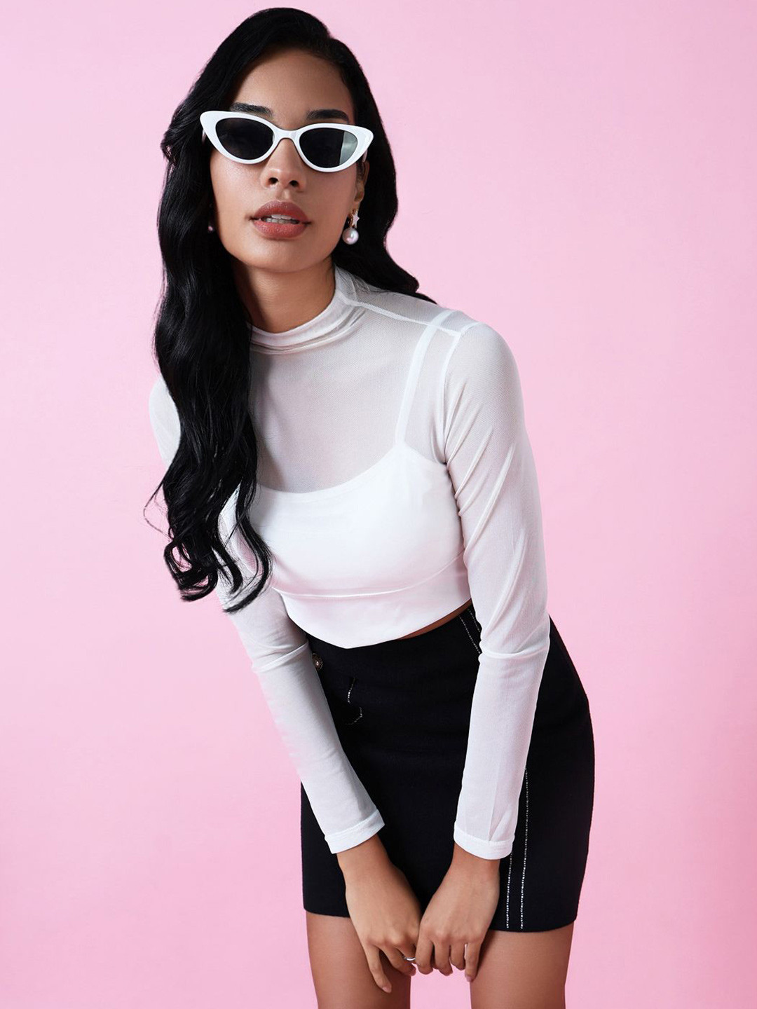 SHOWOFF Net Crop Top