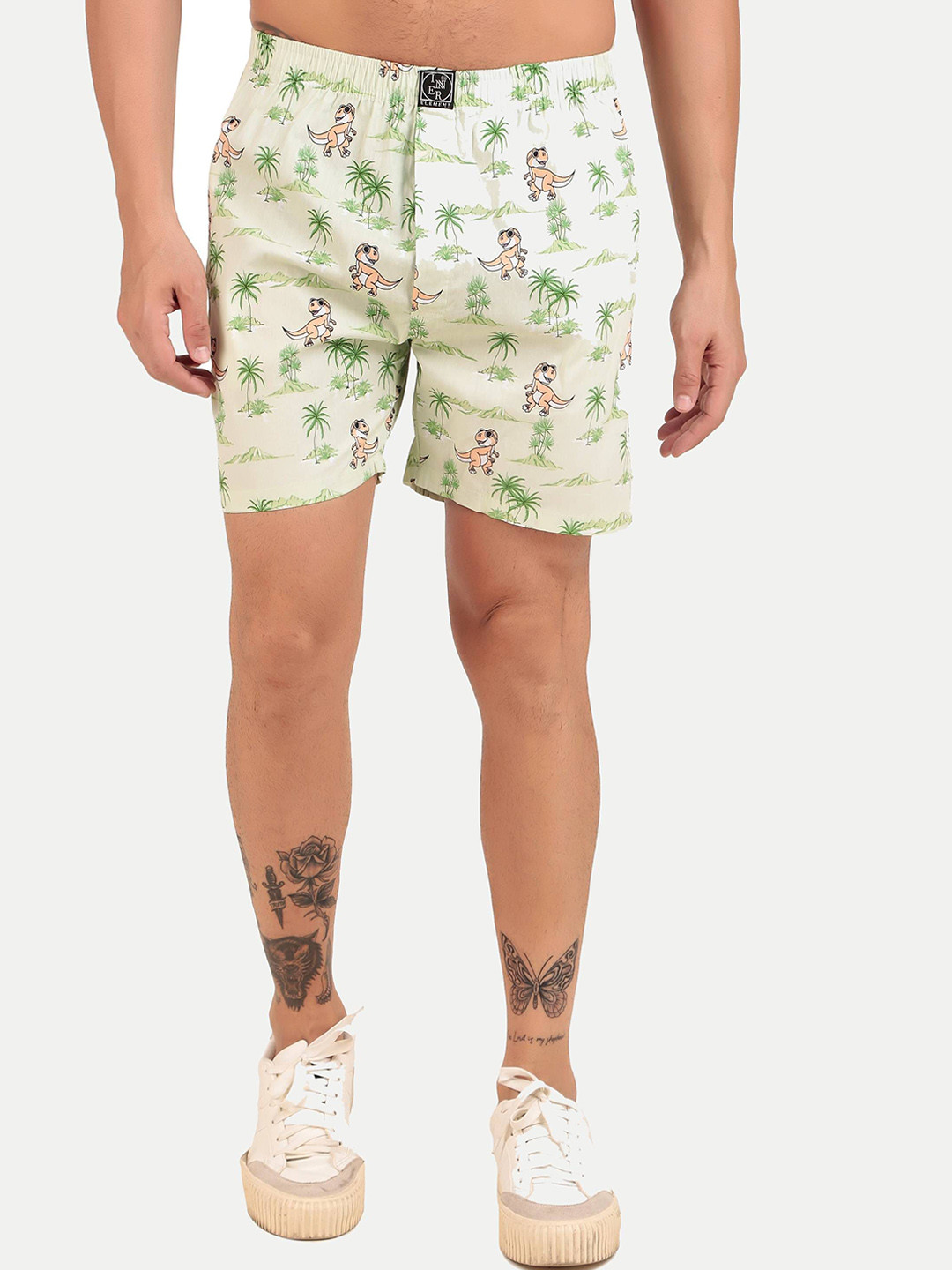 inner element Men Printed Cotton Boxers Boxer_Print_Green_dino_Pk1_M