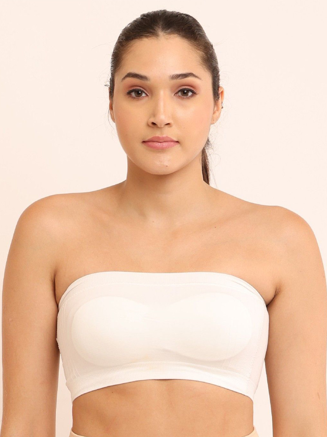 Poftik Bandeau Strapless Wire Free Stretchable Medium Coverage Bandeau Bra
