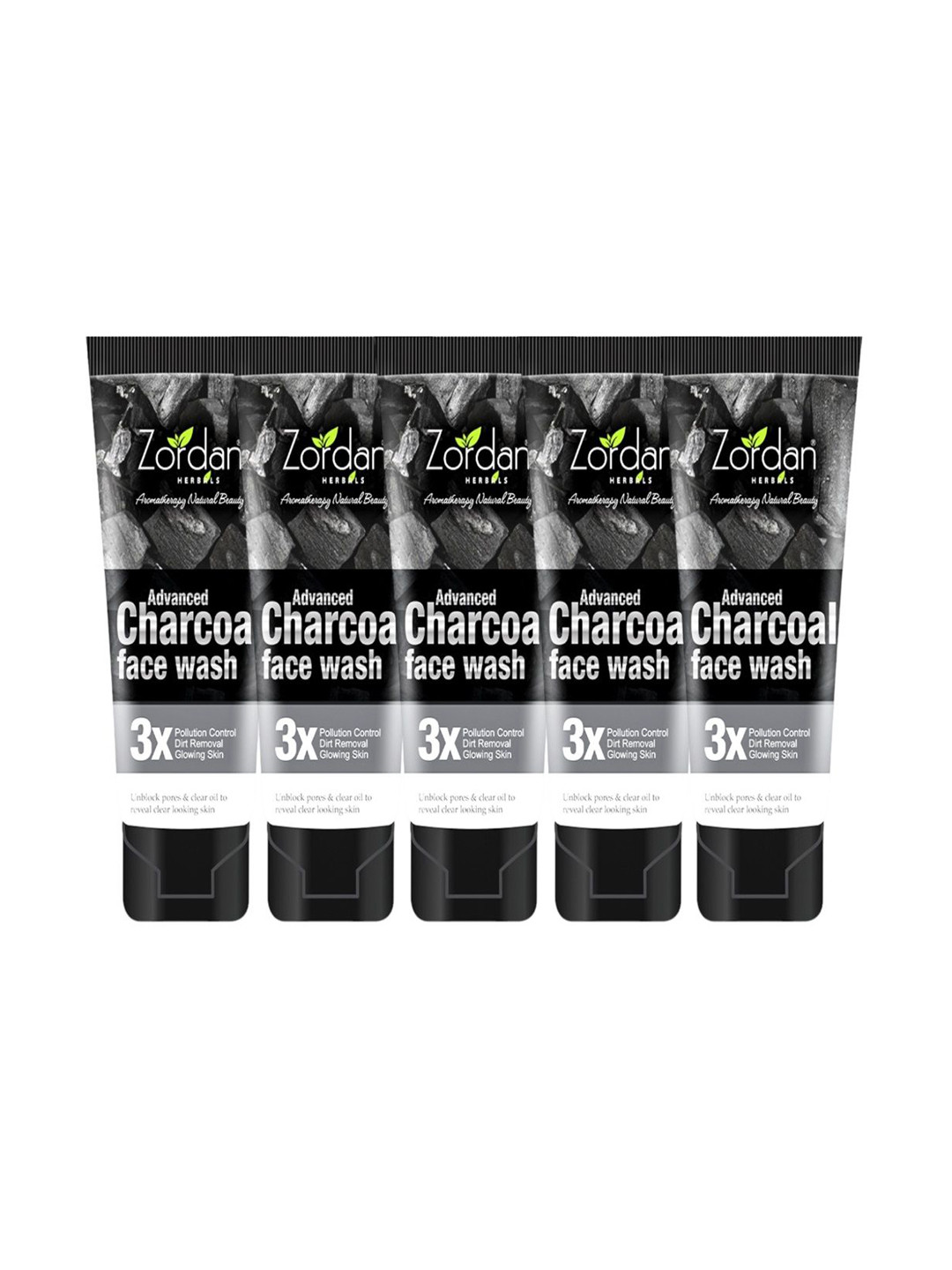 ZORDAN Set Of 5 Herbals Advanced Charcoal Face Wash - 60 ml Each