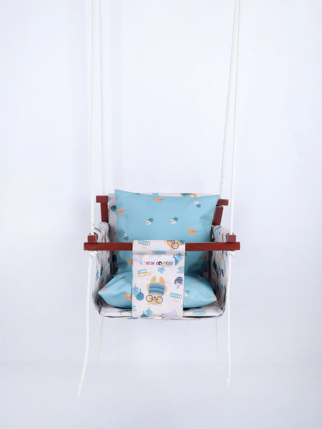 NEW COMERS White & Blue Printed Cotton Baby Swings