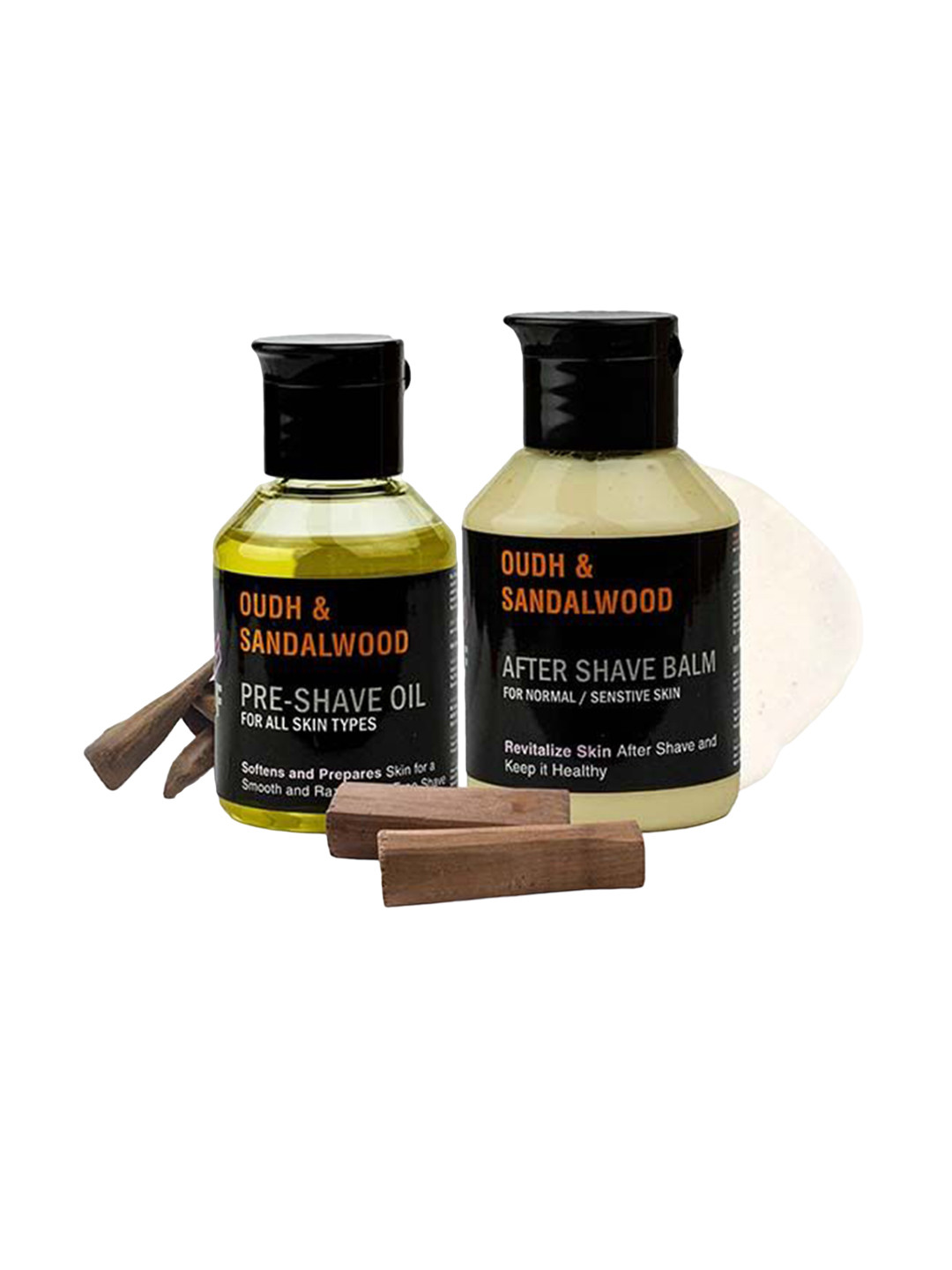 PINK WOOLF Oudh & Sandalwood Pre Shave Oil & After Shave Balm-50ml Each