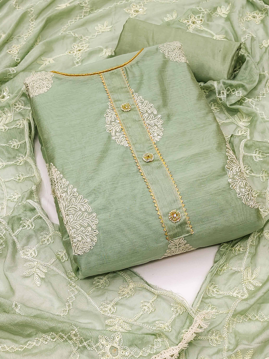 Ishin Ethnic Motifs Embroidered ZariUnstitched Dress Material