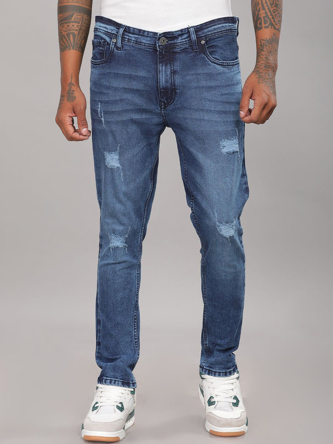 PAUL STREET Men Urban Slim Fit Mildly Distressed Light Fade Stretchable Jeans