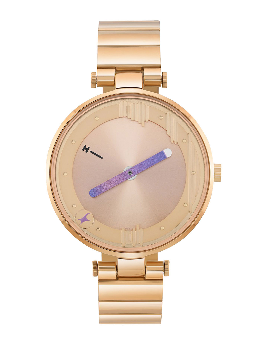 Fastrack Women Brass Embellished Dial & Stainless Steel Bracelet Style Straps Analogue Watch 6305WM01