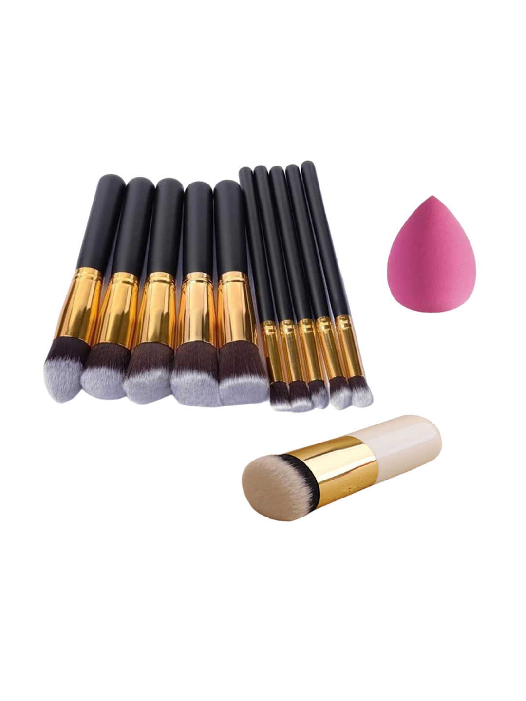 zemglam Set of 10 Makeover Makeup Brushes with 1 Beauty Blender & 1 Foundation Brush