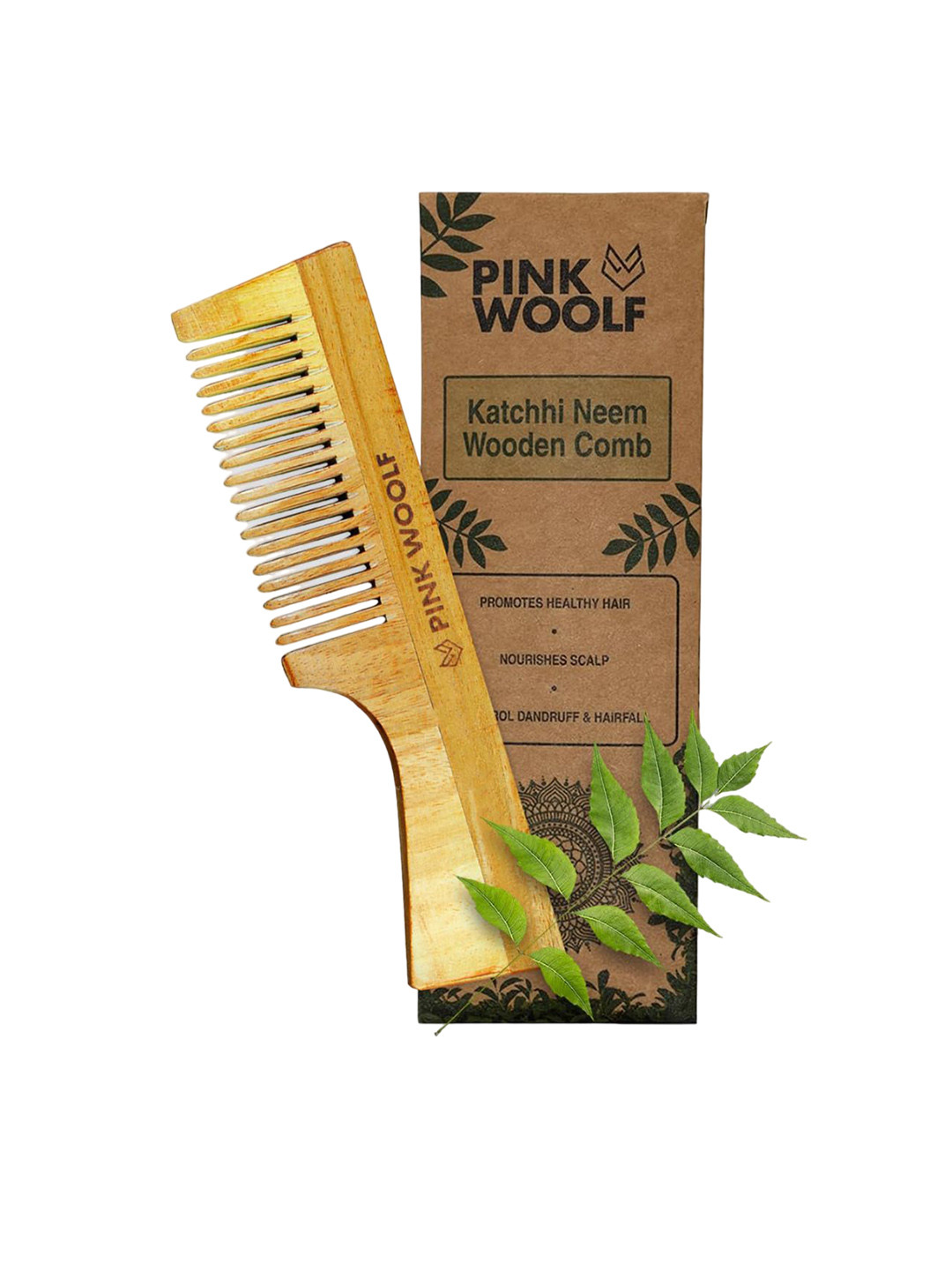 PINK WOOLF Katchhi Neem Wooden Hair Growth Styling Comb
