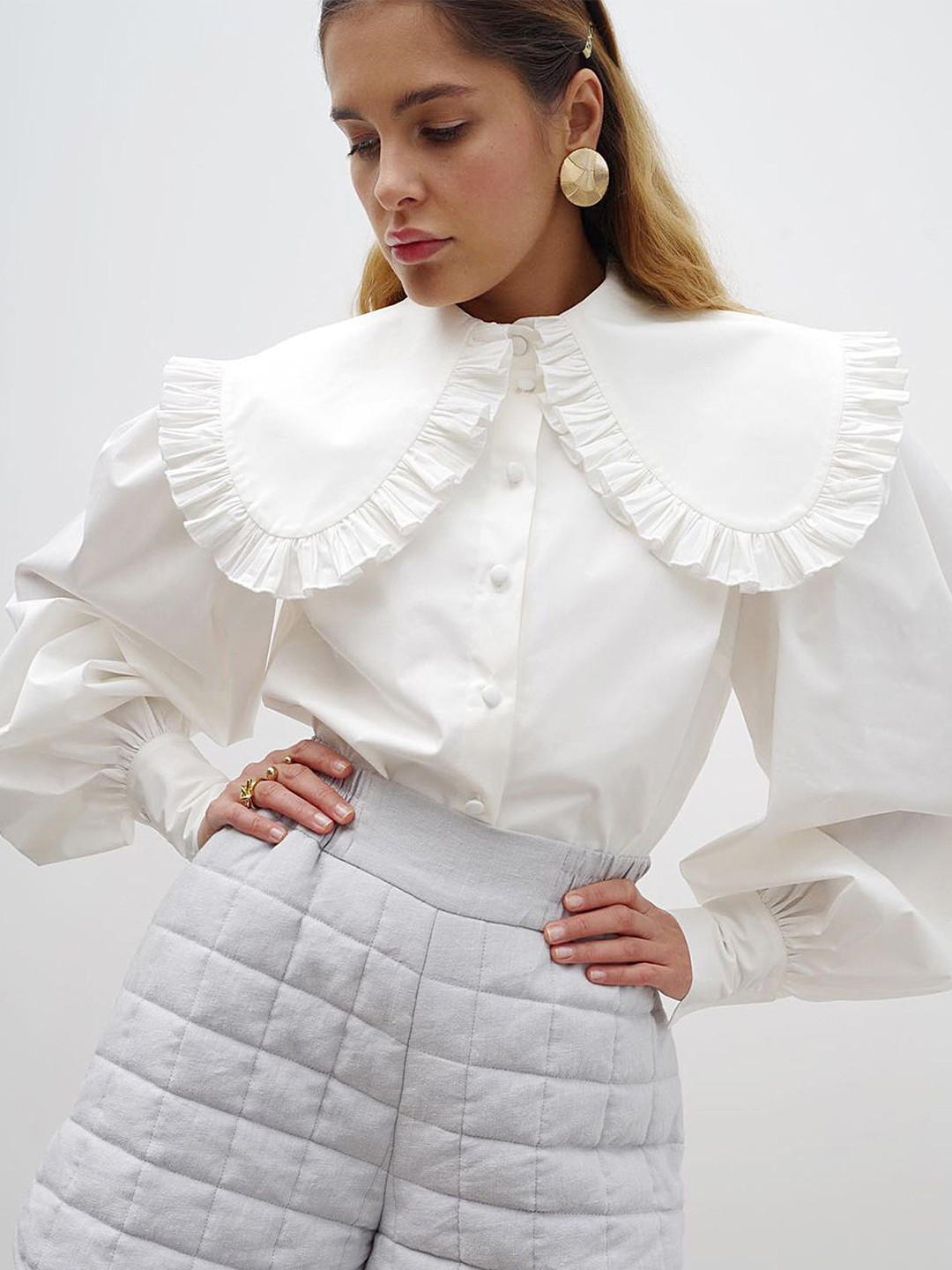 LULU & SKY Cape Sleeve Cotton Shirt Style Top
