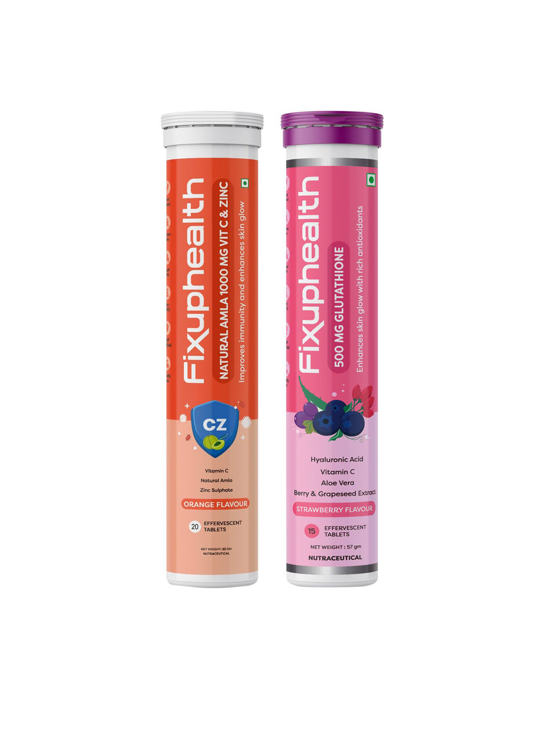 Fixuphealth Natural Amla Vitamin C Tablets & Glutathione Tablets - 20 & 15 Tablets