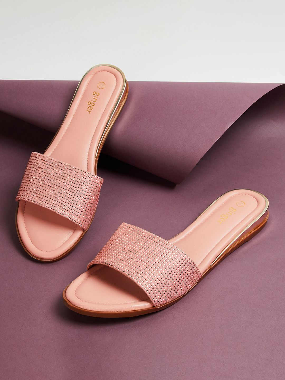 Ginger by Lifestyle Women Embellished Party Open Toe Flats