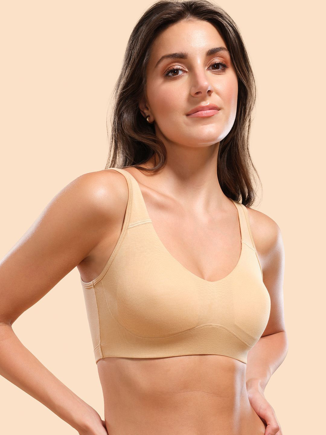 Enamor Wirefree Full Coverage Cotton Lounge Pop-On Bra A106