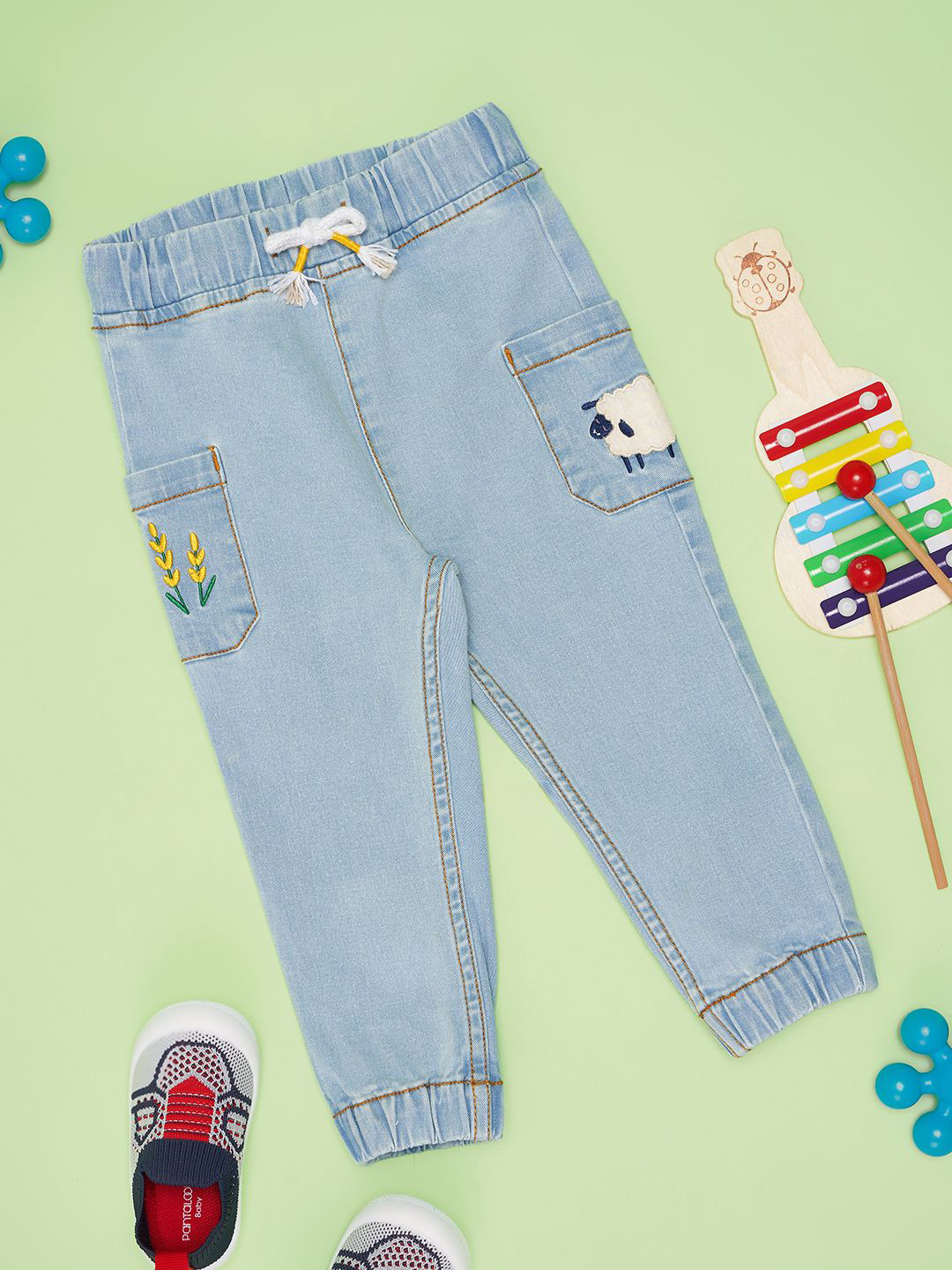 Pantaloons Baby Boys Mid-Rise Regular Fit Highly Distressed Jogger Jeans