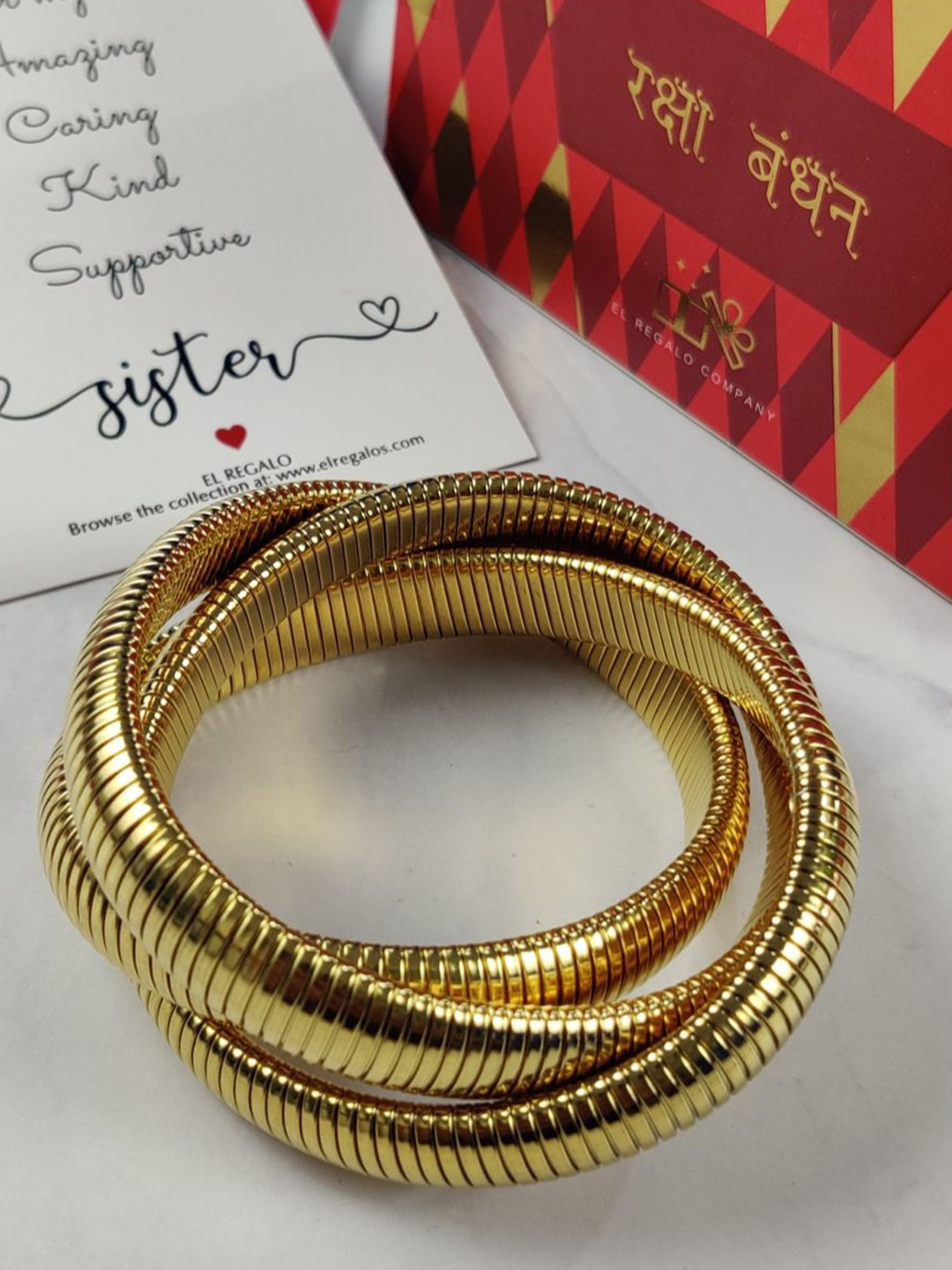 EL REGALO Gold-Plated Spiral Kada Bracelet