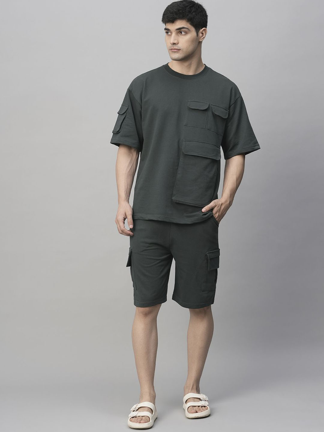 PRONK Cotton T-Shirt With Shorts  Co-Ords