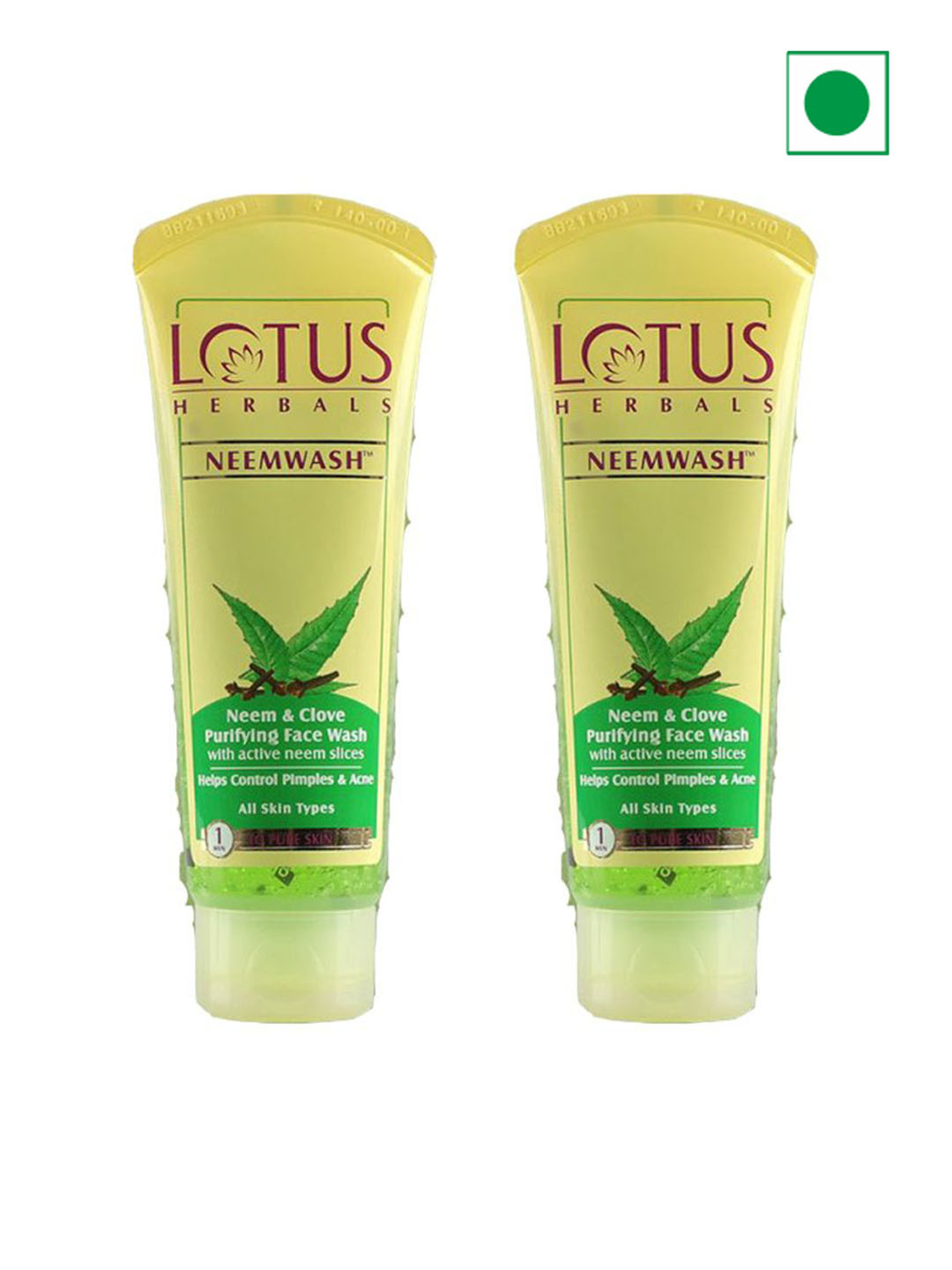 Lotus Herbals Set Of 2 Neem Face & Clove Purifying Face Wash- 120ml Each