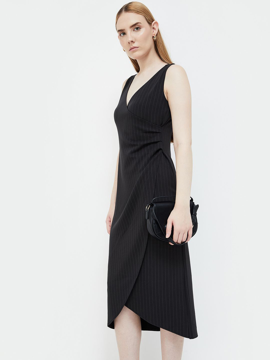 CODE by Lifestyle V-Neck Wrap Midi Dress