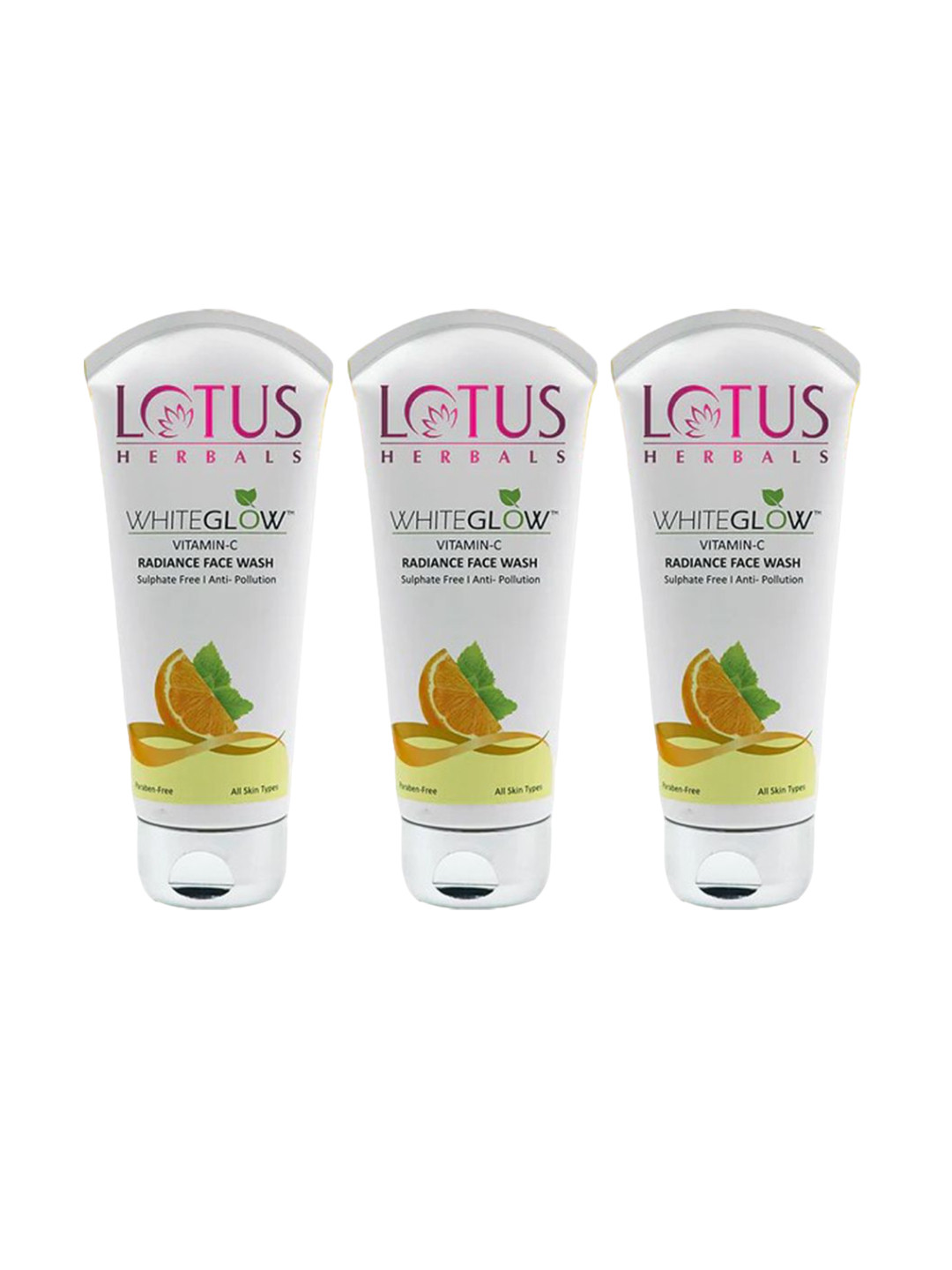 Lotus Herbals Set Of 3 White Glow Vitamin C Radiance Face Wash-100g Each
