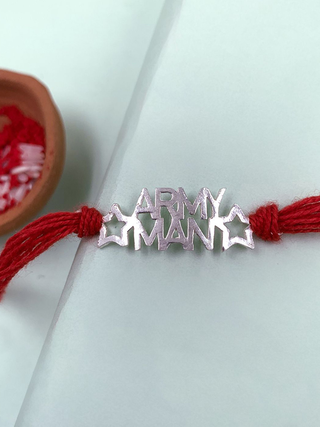 Unniyarcha 92.5 Sterling Silver Army Man Thread Rakhi