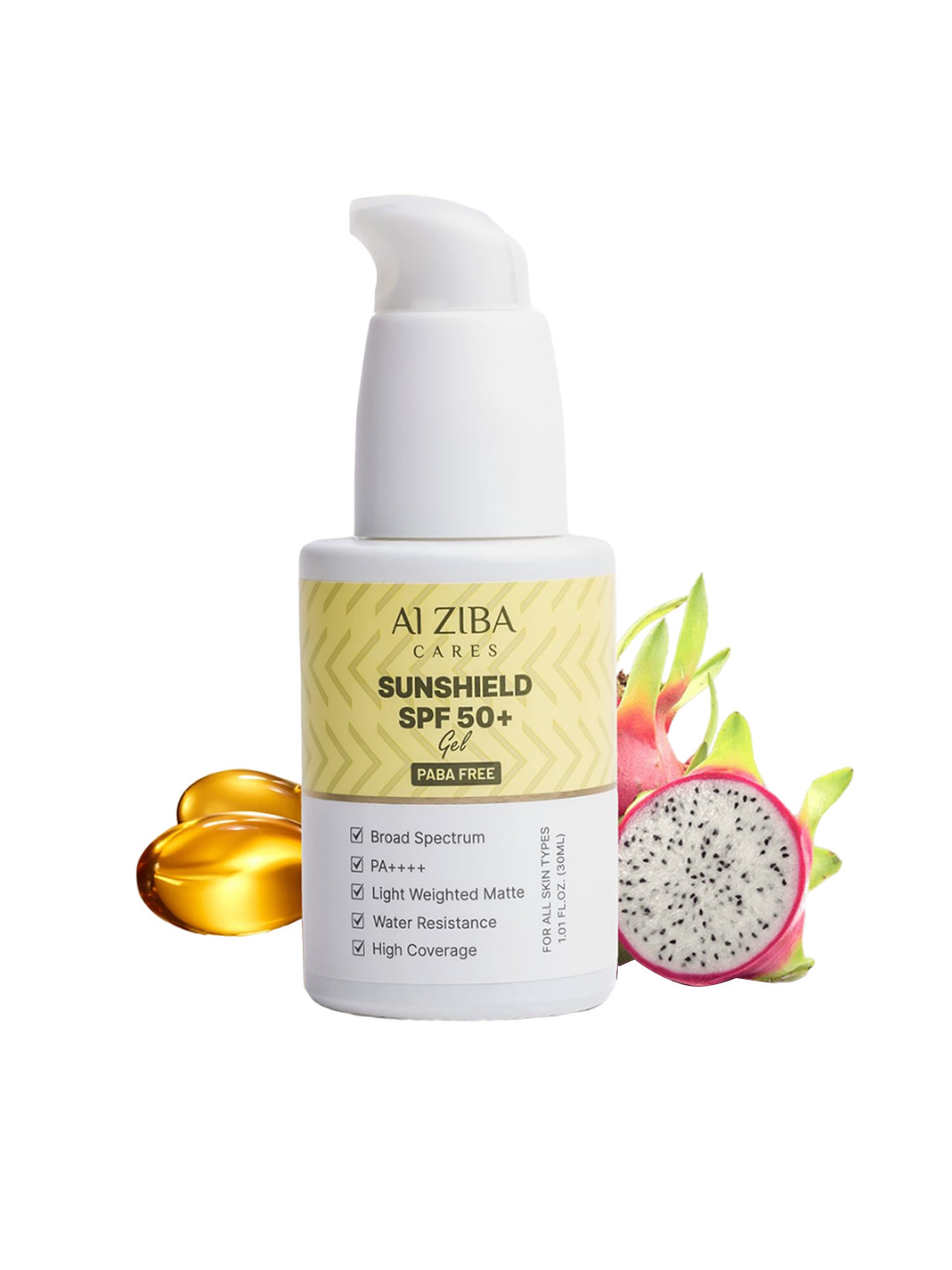 ALZIBA CARES Sunshield Lightweight Matte SPF 50 Gel Sunscreen With Vitamin E - 30ml