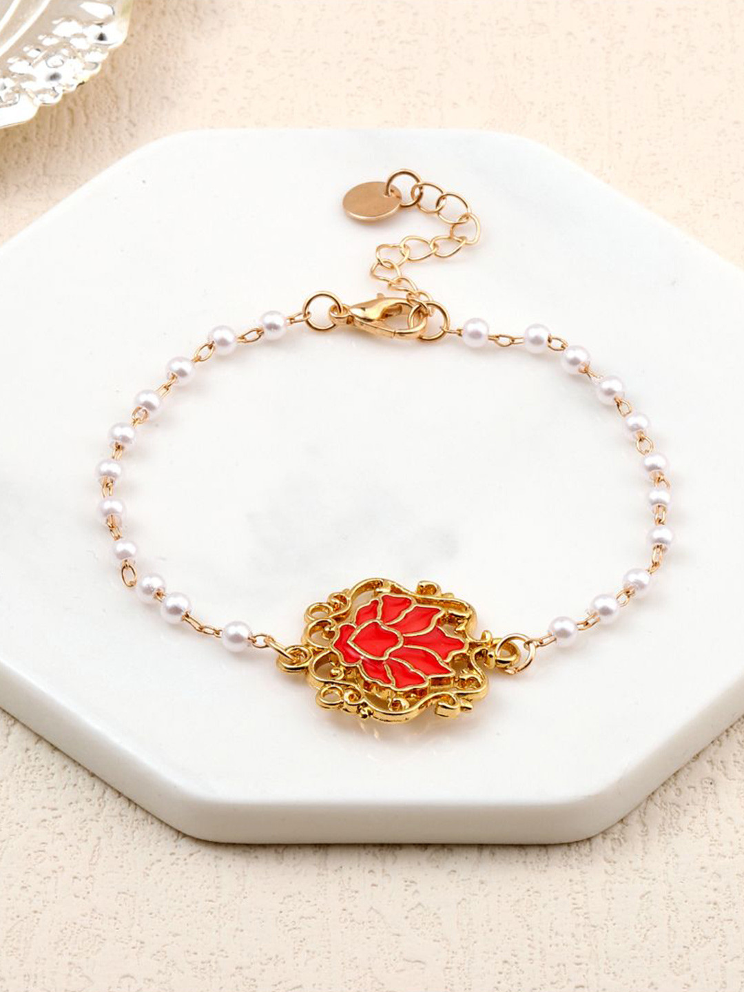 SALTY Serenity Lotus Gold-Plated Link Bracelet