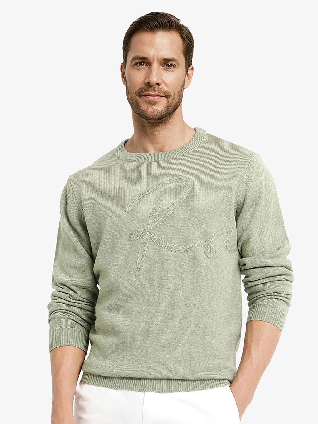 RARE RABBIT Men Embroidered Printed Cardigan