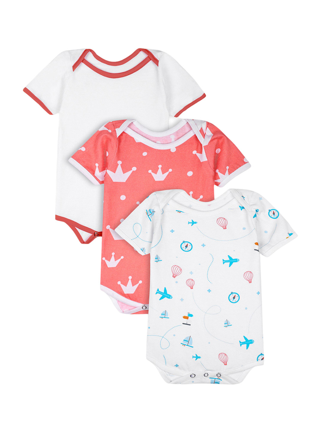 Yellow Doodle Infants Pack Of 3 Cotton Printed Bodysuits