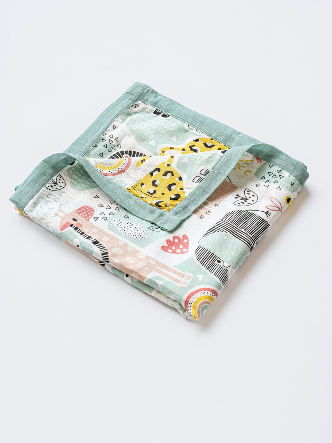 cocoon care Sea Green & Yellow AC Room 350 GSM Single Bed Blanket