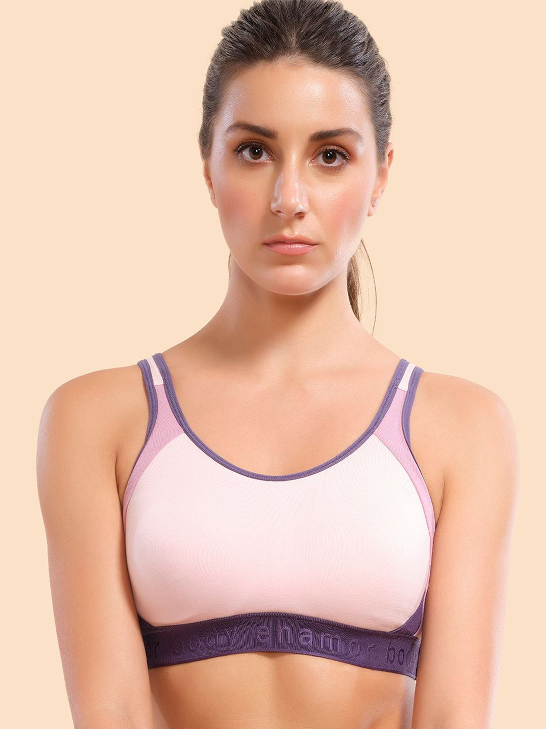 Enamor Non Padded Wirefree High Coverage Antimicrobial Side Shaper Active Sports Bra Sb28