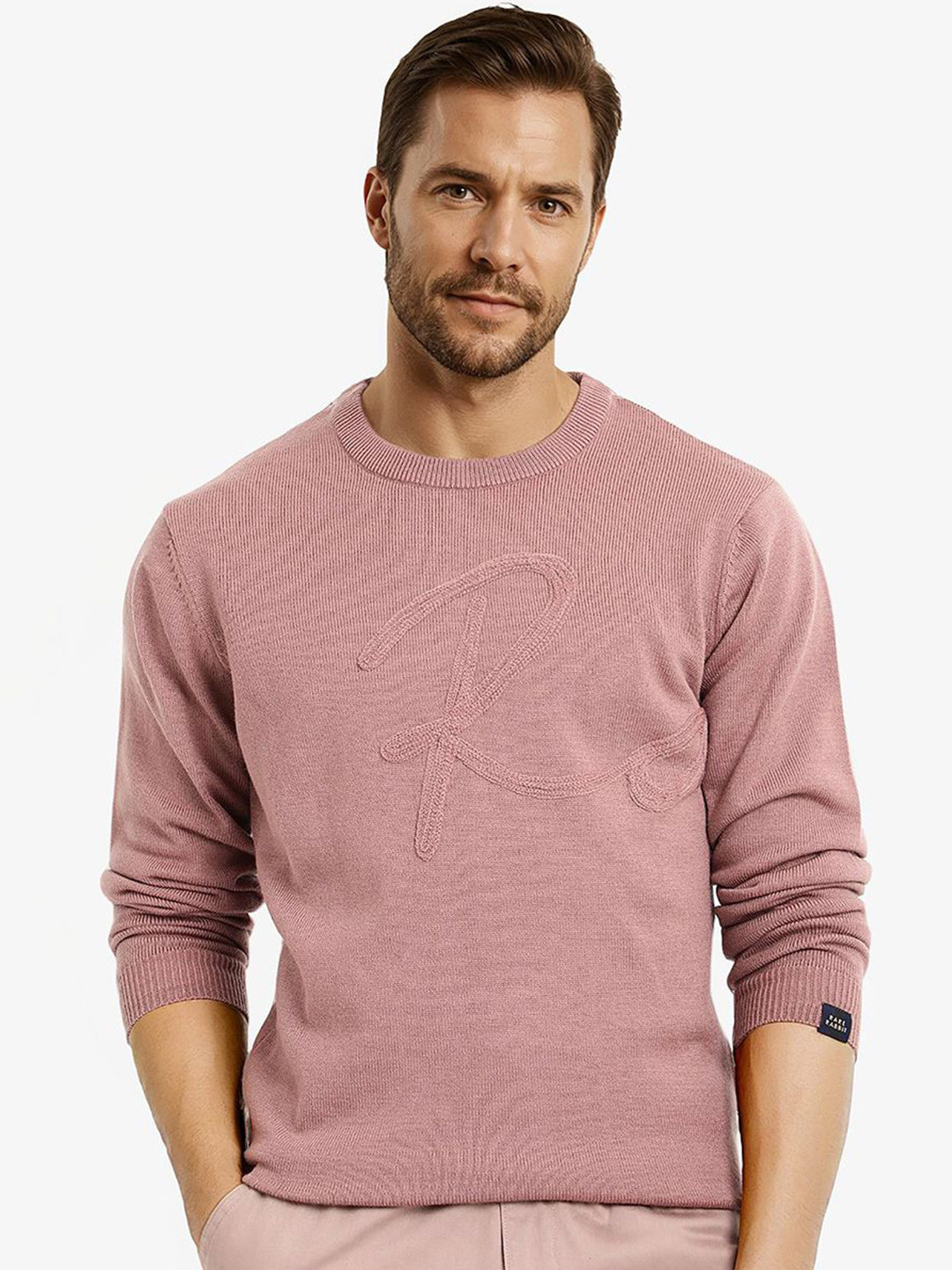 RARE RABBIT Men Embroidered Cardigan