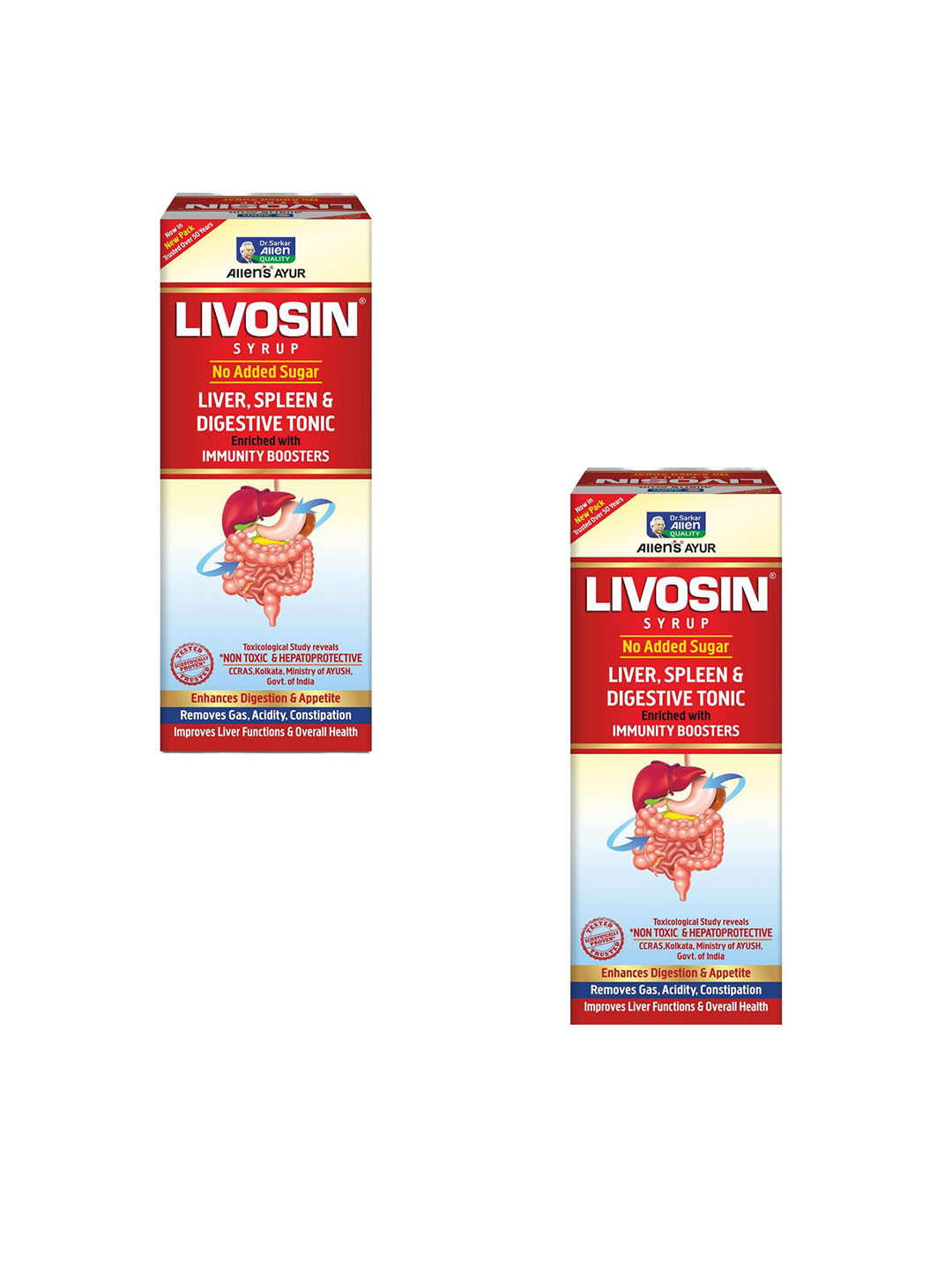 ALLEN Set Of 2 Livosin Syrup - No Added Sugar-250 ml Each