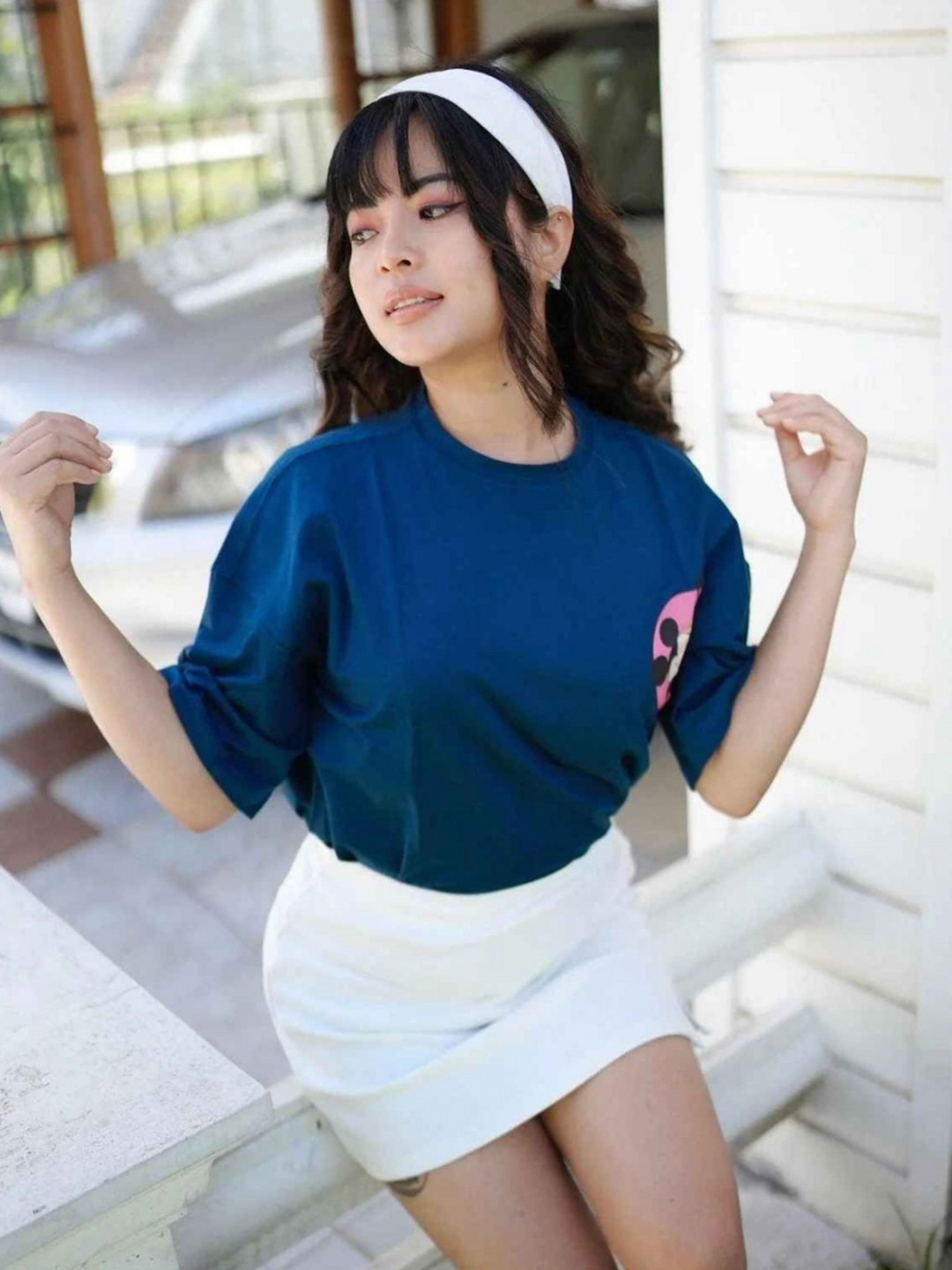 Sugercandy Women Graphic Printed Round Neck Cotton Oversized T-Shirt