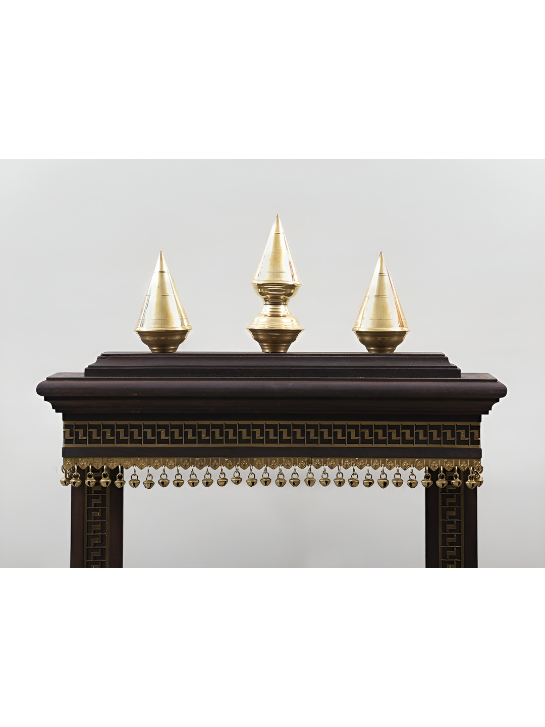 Exotic India Wooden Designer Temple with Brass Ghungroos