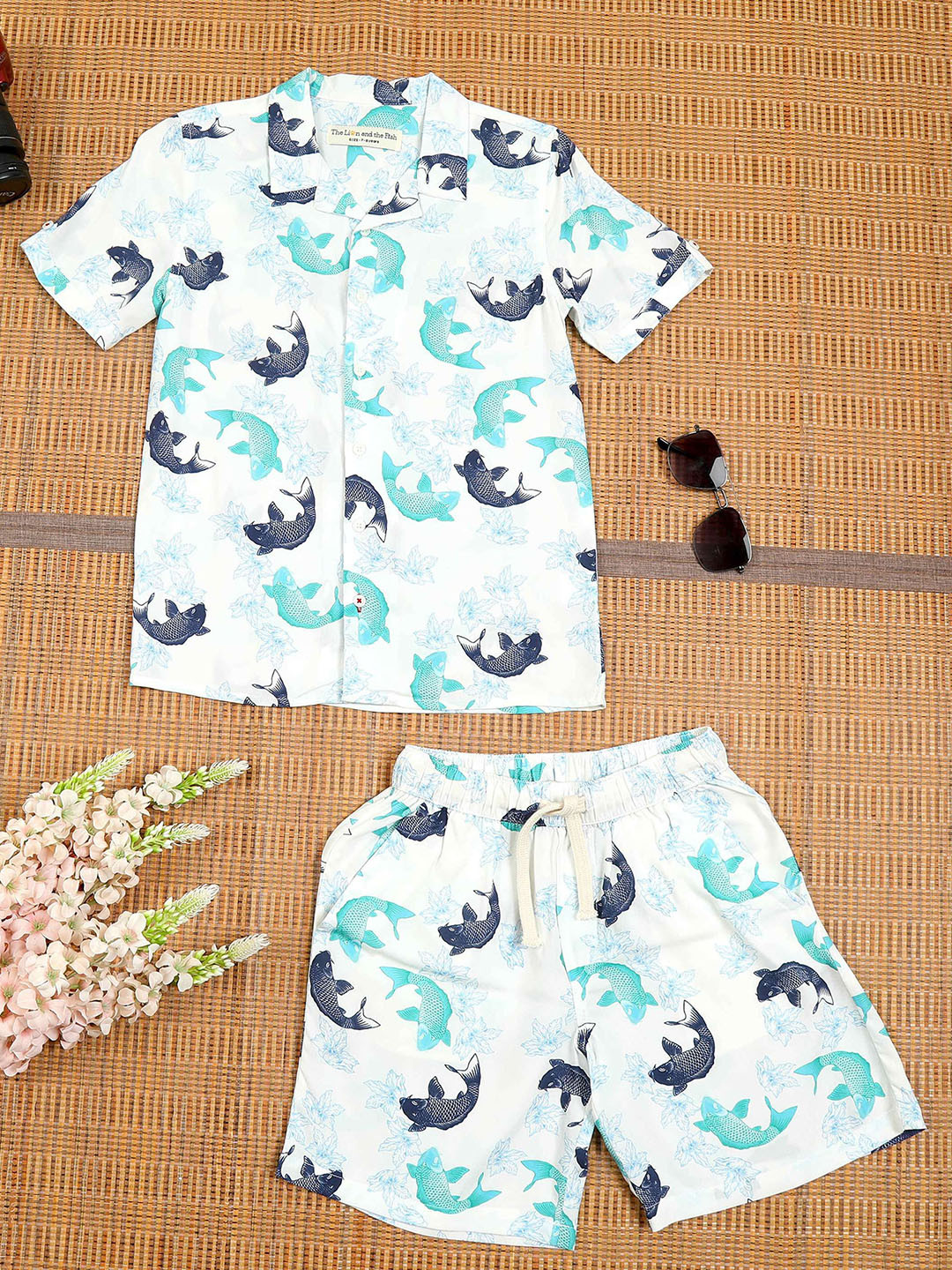 The Lion and The Fish Boys Dolphin Printed Shirt & Short Co-Ord Set