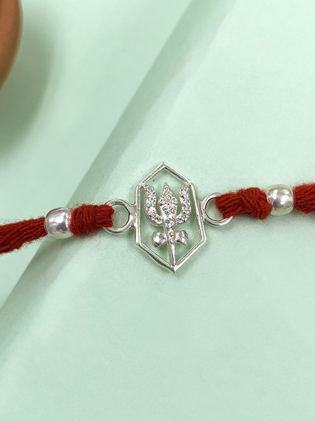 Unniyarcha 92.5 Sterling Silver Shiva Trident Thread Rakhi