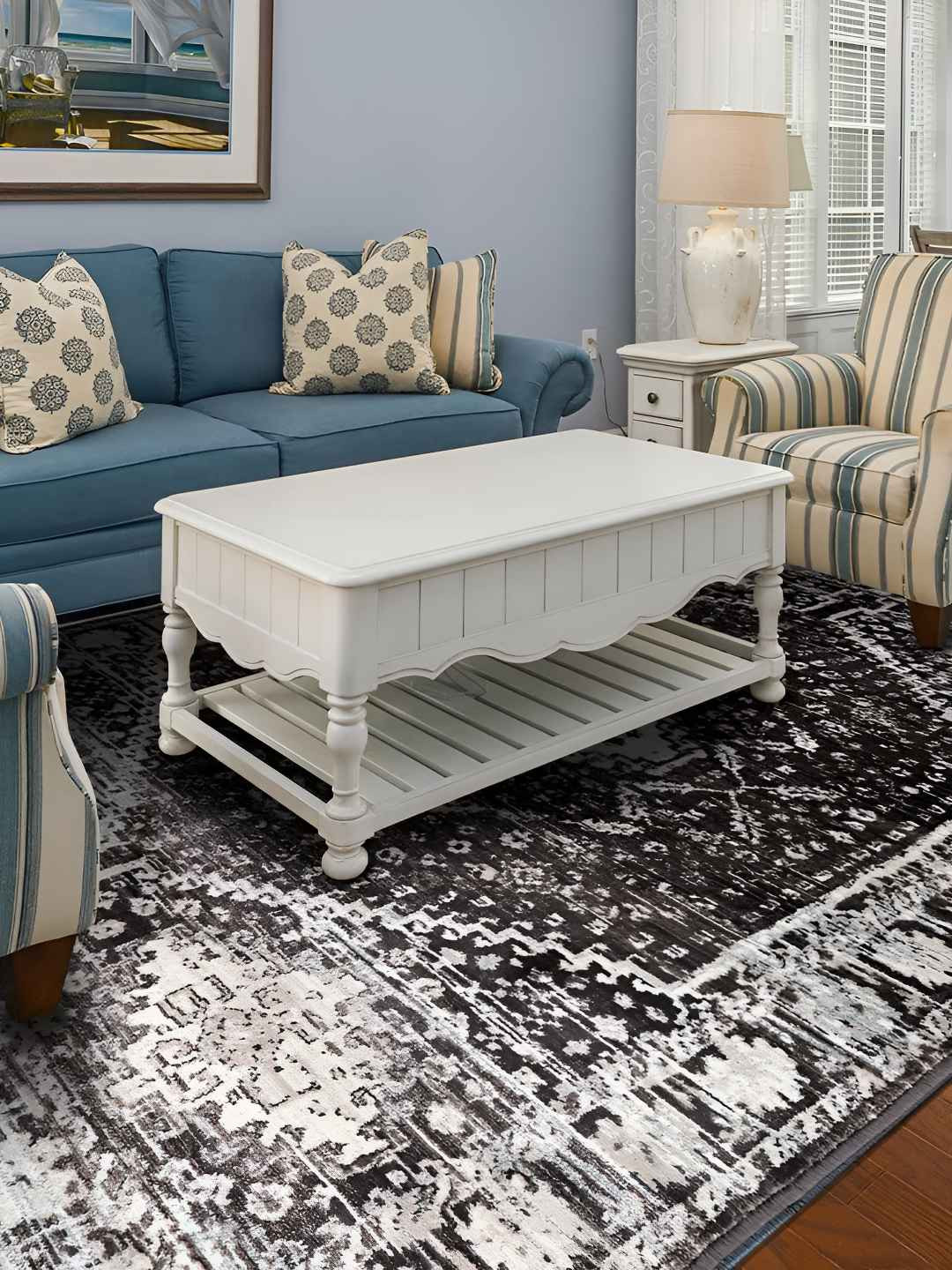 Sapana Carpet-Mats Grey Floral Rectangular No Shredding Carpet
