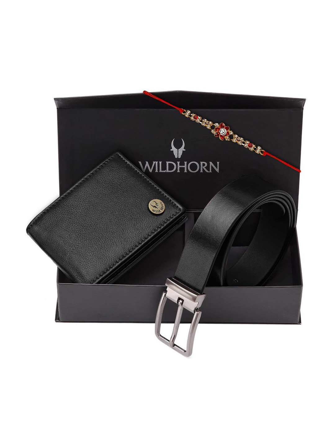 WildHorn Men Accessory Gift Set Of Wallet and Belt & Rakhi