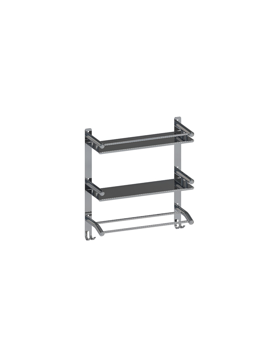 Filox Silver-Toned Steel Stainless Steel Double Layer Shelf and Rack with Towel Rod