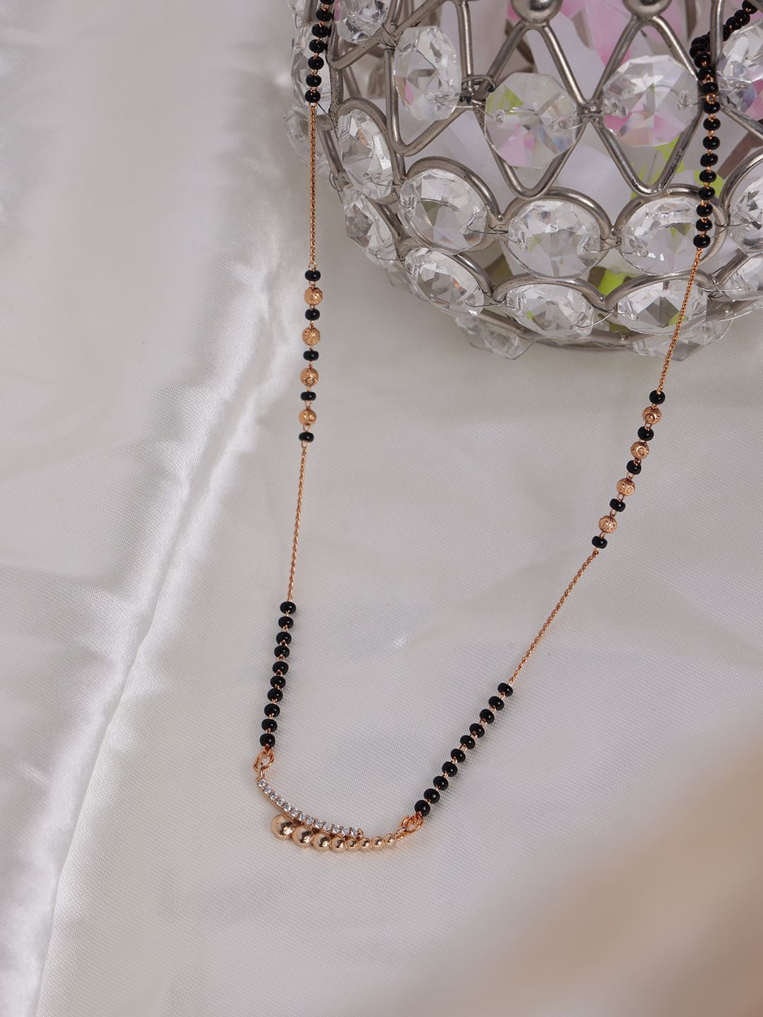 PANASH Gold-Plated Artificial Stones and Beads Mangalsutra