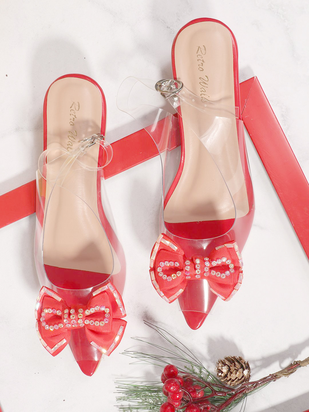 Retro Walk Women Embellished Slingback Block Heels