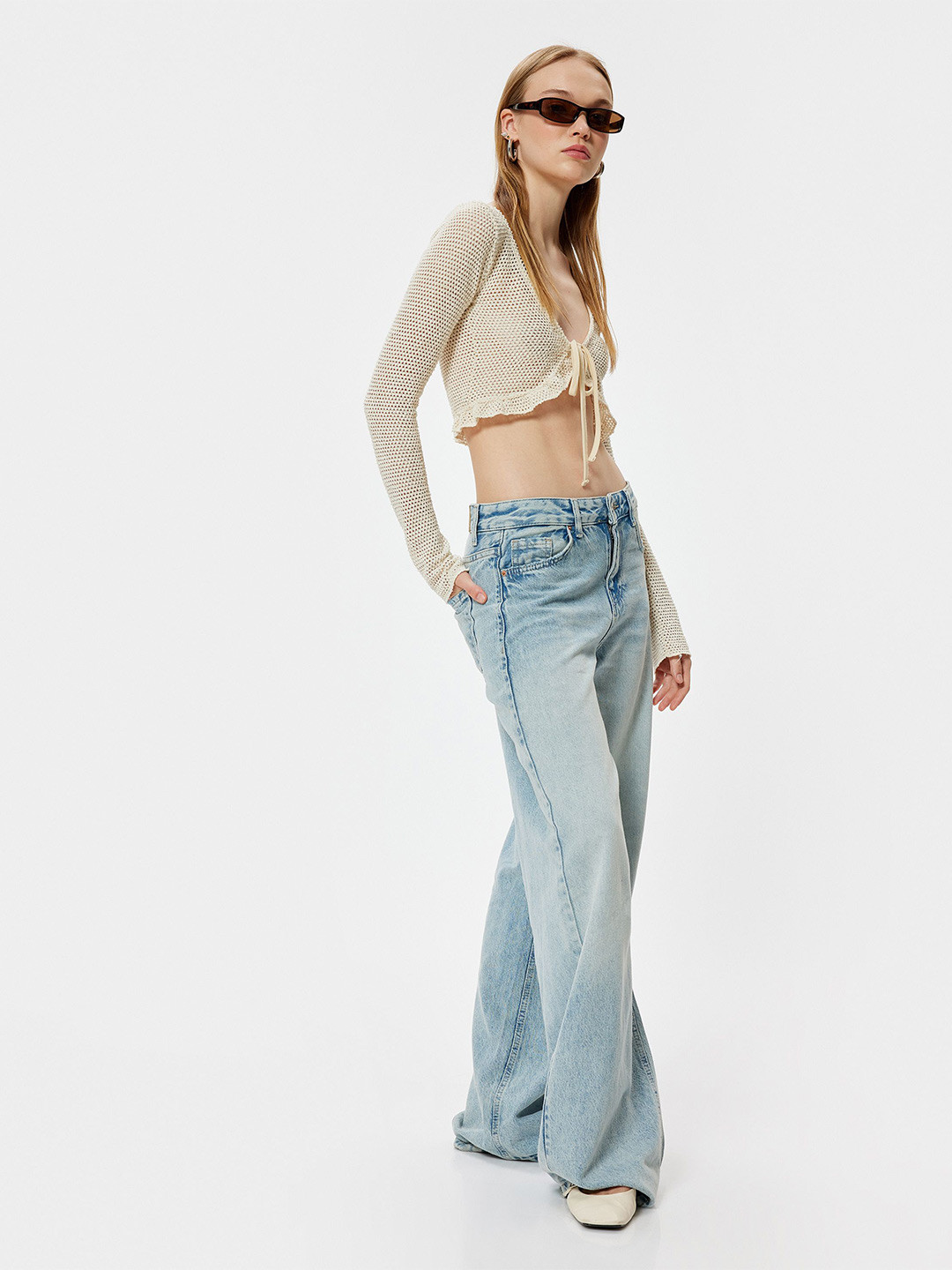 Koton Women Sheer Crochet Crop Top