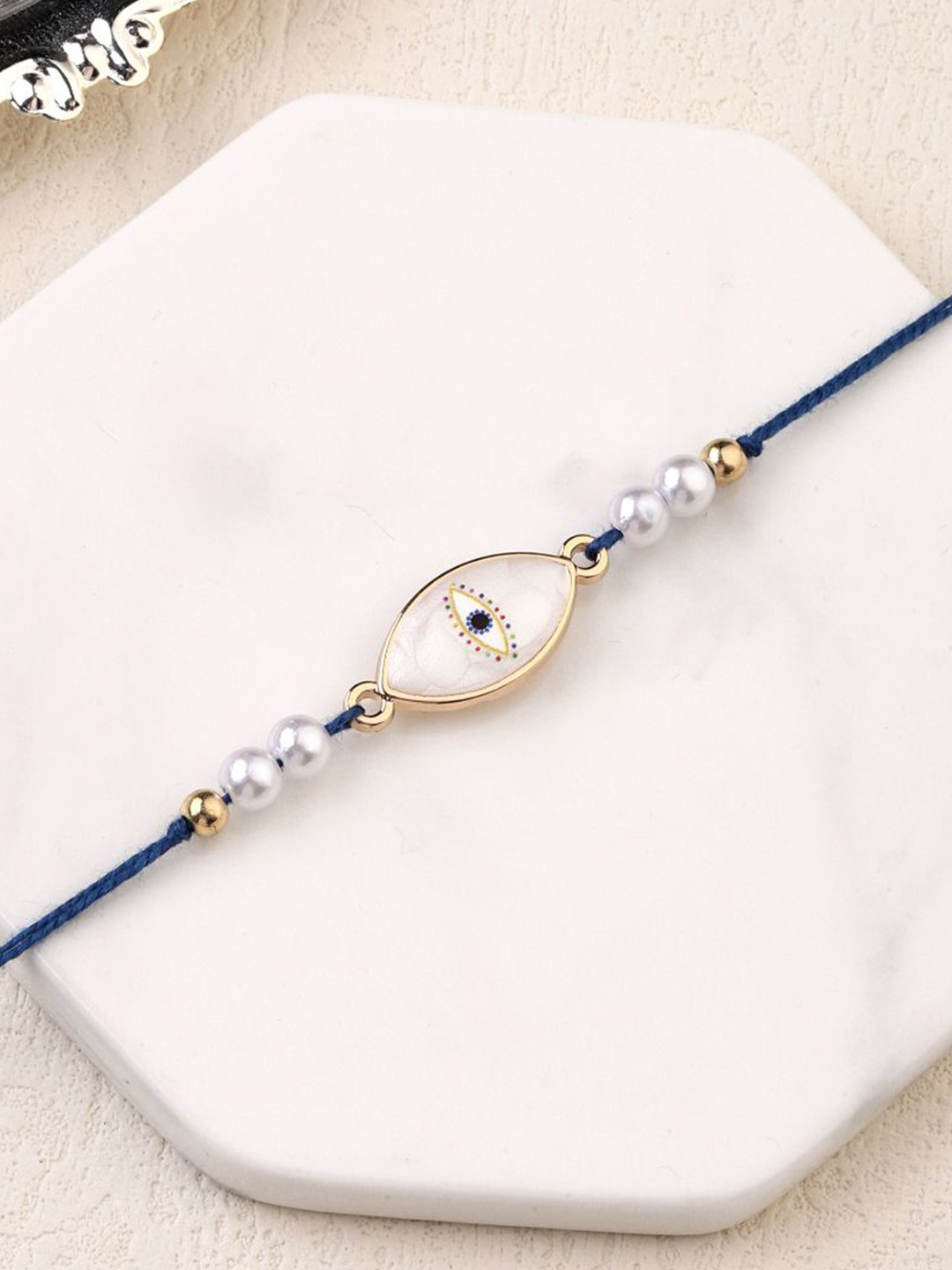 SALTY Evil Eye Talisman Pearl Beaded Thread Rakhi