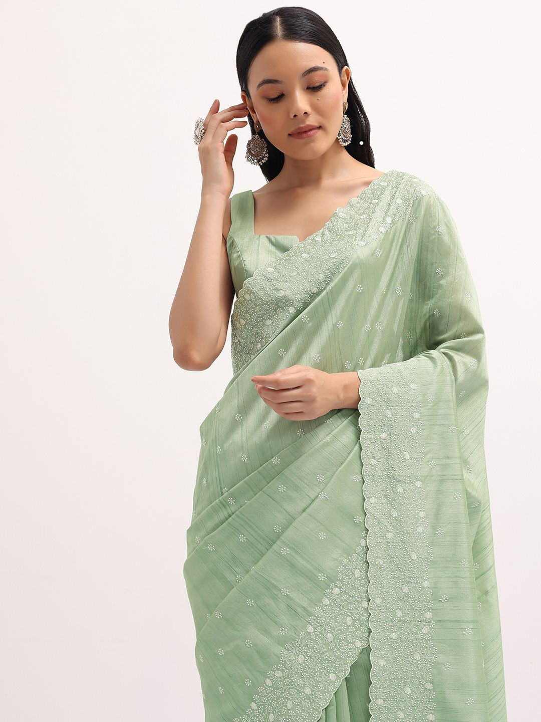 KALKI Fashion Embroidered Floral Zari Silk Blend Saree