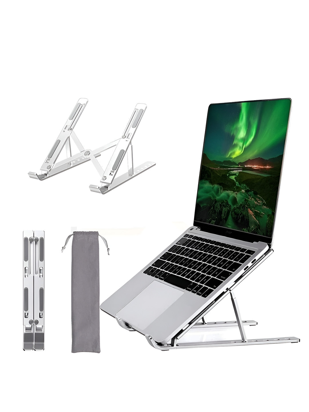 Adbeni Silver Toned Foldable Portable Tabletop Laptop Table