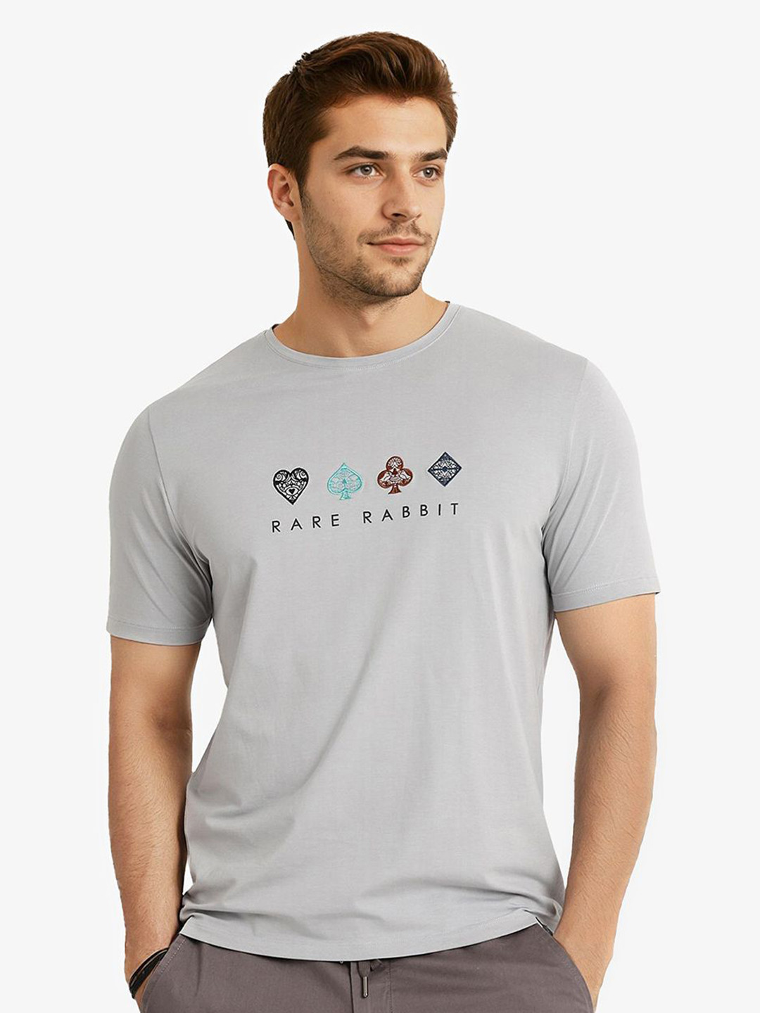 RARE RABBIT Men Drop-Shoulder Sleeves T-shirt