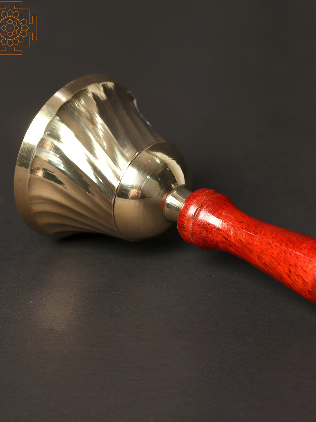 Exotic India Designer Brass Puja Bell with Wood Handle