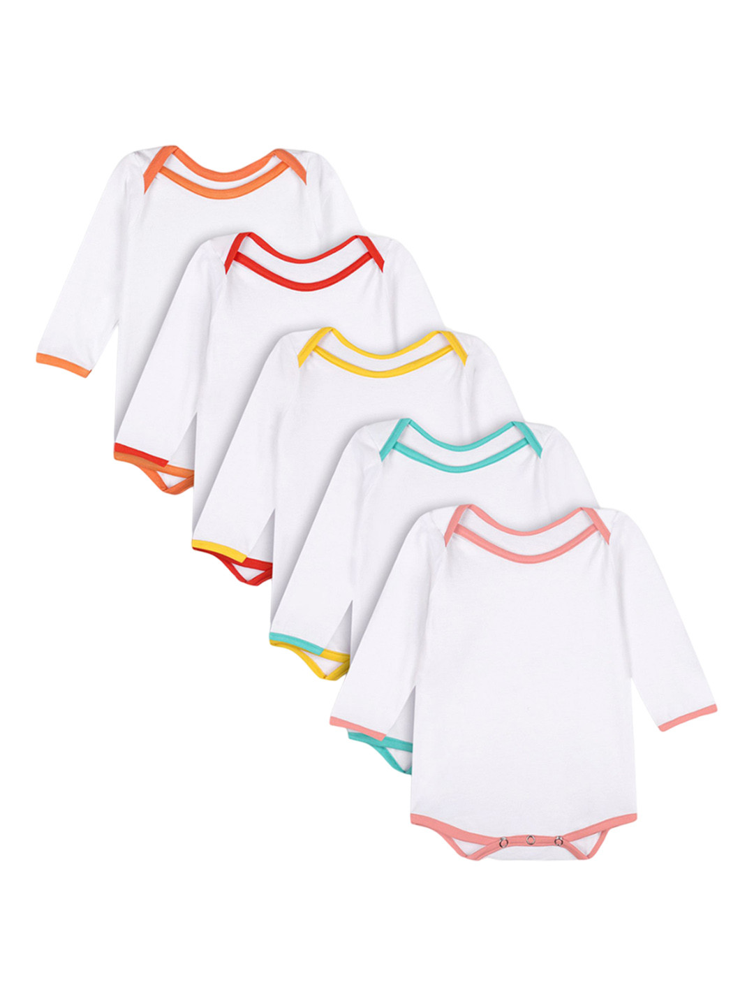 Yellow Doodle Pack of 5 Full-sleeved Cotton Bodysuits