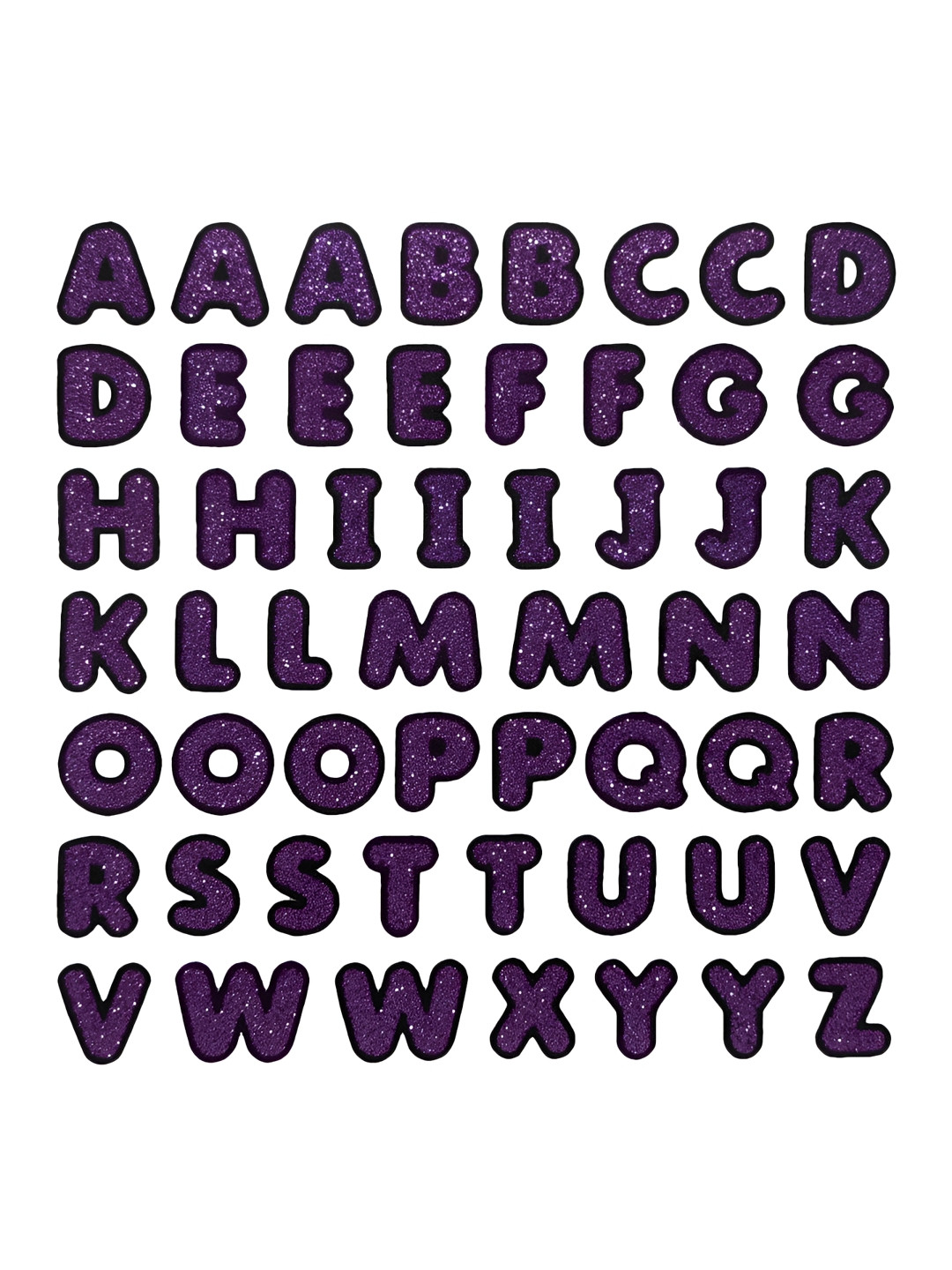 Comet Busters Purple & White Printed Self-Adhesive Glitter Uppercase Alphabet Stickers